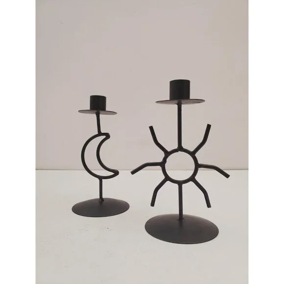 Celestial candlestick Metal star and moon candle holder Vintage altar decor Gift - Picture 4 of 10